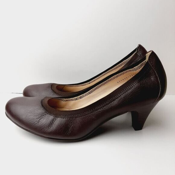 FLEXI Classic Comfort Heel Pumps Genuine Leather Brown Sz 10 - Picture 7 of 12